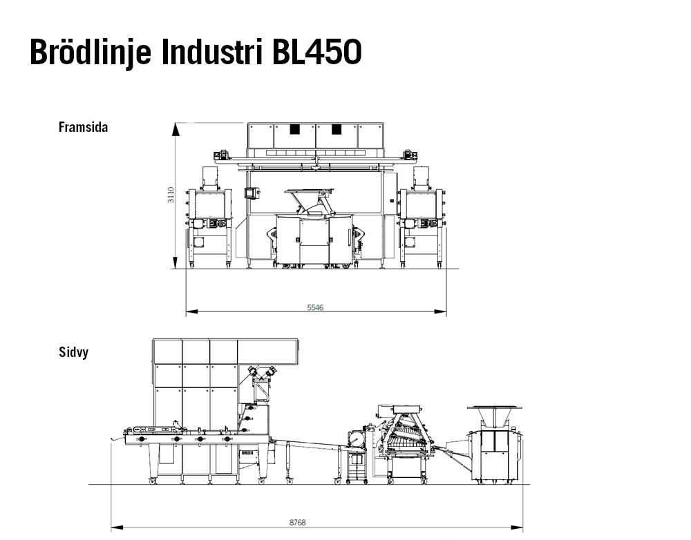 Köp industriell brödlinje för stora volymer bröd med säker, kontinuerlig drift BL450 Glimek