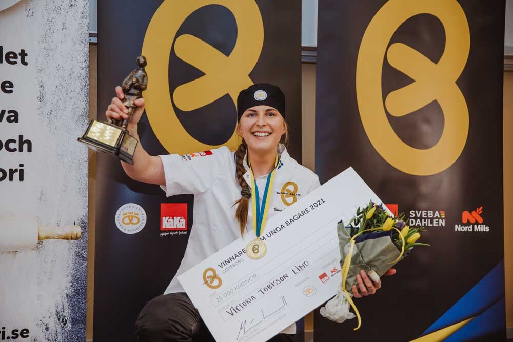 Victoria Tobisson Lind, segrare SM Unga Bagare 2021 prisutdelning Sveba Dahlen