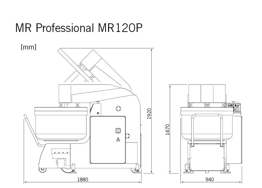Degblandare med farbar gryta bageri Escher MR Professional MR120P produktmått Sveba Dahlen