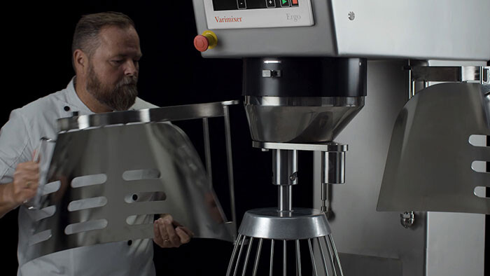 Ergo rostfritt, avtagbart skydd diskbart ergonomisk design Varimixer Sveba Dahlen