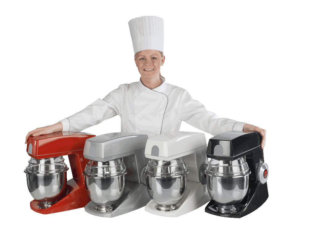 Vispmaskinen och degblandaren Teddy från Varimixer finns i fyra färger: vit, röd, svart och grå. 