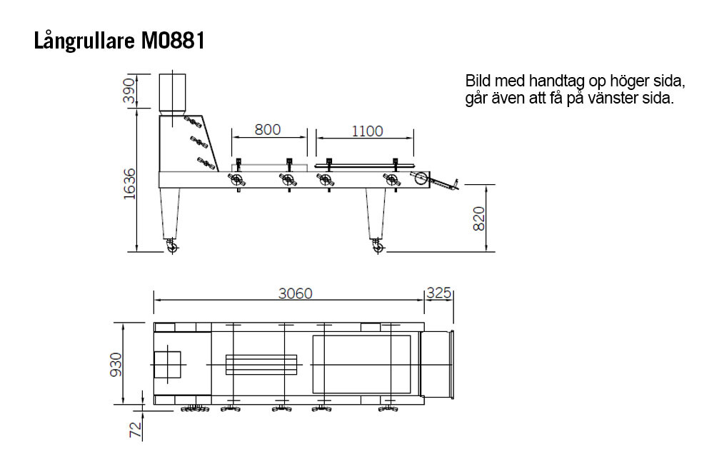 Långrullare industribageri bageri deghantering ritning MO881 Glimek