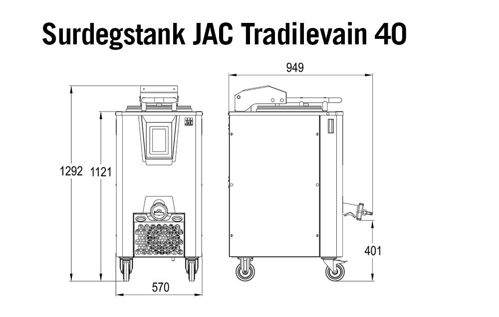 Surdegstank bageri 40 liter tradilevain 40 JAC Sveba Dahlen måttskiss