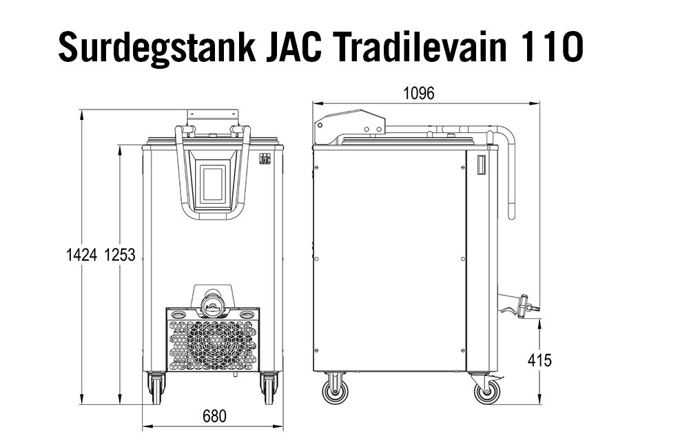 Köp surdegstank för tillverkning av surdegsbröd bageri 110 liter JAC måttskiss